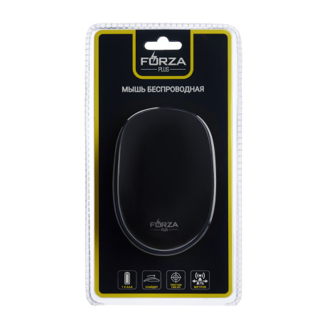FORZA Компьютерная мышь беспроводная, 1000/1400/1800 DPI, 2.4GHz, 1xAAA, слайдер, чёрная