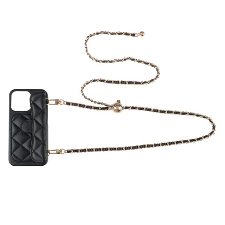 ВСЁГАЗИН Чехол для смартфона Дизайн, iP - 12/12 pro, черный, фэшн, цепочка c черной кожей и кулоном