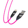 BY Кабель для зарядки Светящийся iP, 1м, 2.4А, Быстрая зарядка, LED подсветка розовая, Заря