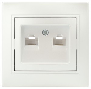 ЭРА Intro Plano роз. СУ, 2 мест. информационная, 2xRJ45 , перламутр, IP20, 1-304-06 5409