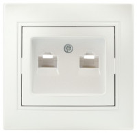 ЭРА Intro Plano роз. СУ, 2 мест. информационная, 2xRJ45 , перламутр, IP20, 1-304-06 5409