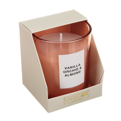 LADECOR Свеча ароматическая в стеклянном корпусе, 135 г, 7х7х8,4 см, 3 аромата