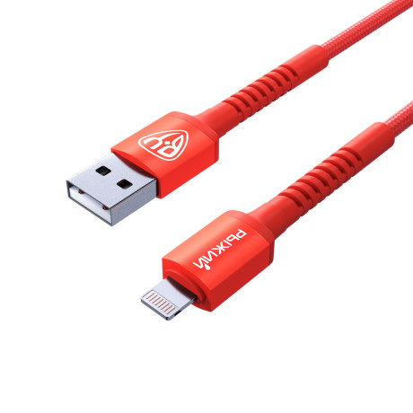BY Рыжий Кабель для зарядки XXL iP, 1,5м, Быстрая зарядка 2.4А, 12W, тканевый, оранжевый
