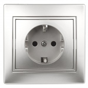 ЭРА Intro Plano роз. СУ 1 мест. земля штор, 16А,(керамика) алюминий 1-206-03 53926