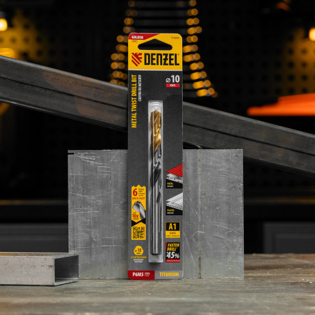 Сверло спиральное по металлу 10 x 133мм, Р6М5, Golden Tip, многогранная заточка Denzel