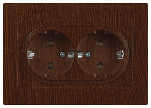 ЭРА Intro Accent мех. роз. СУ 2 мест. (земля), 16А 250В, венге 6-205-10