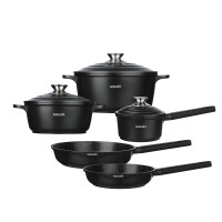 SATOSHI Артас Наб. пос. 8пр, сков. 24/28см;ковш+крыш 16см/1,4л, кастр+крыш 2л; 4л, а/п мрамор, инд