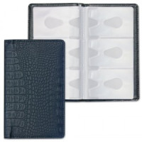 Визитница/кредитница трехрядная BRAUBERG &quot;Cayman&quot;, на 96 карт, под кожу крокодила, черная, 231761