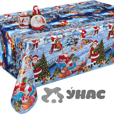 Клеенка 140*20 ДЕКОРАМА 25С (Новый Год,син) ТУРЦИЯ