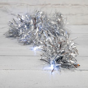 Гирлянда-нить (бат) "Мишура" серебряная 10LED белый 1,5м, прозр.пвх (2*АА н/к) Neon Night 304-011