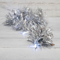 Гирлянда-нить (бат) &quot;Мишура&quot; серебряная 10LED белый 1,5м, прозр.пвх (2*АА н/к) Neon Night 304-011