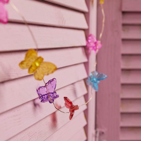 INBLOOM Гирлянда на солн.батарее Бабочки 2м, 20LED, шампань, 1.2V 2/3AAA 150mAh Ni-Cd, пластик