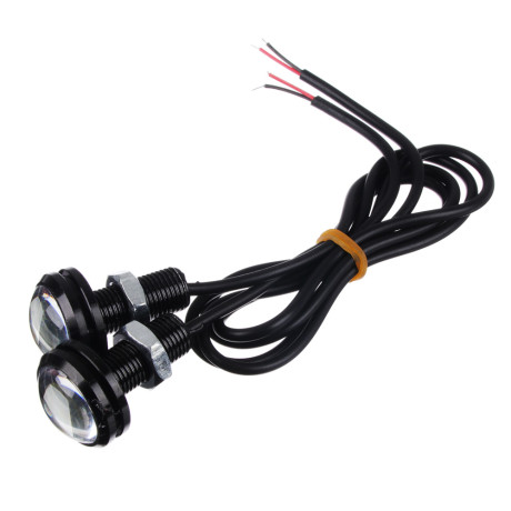 ЕРМАК Дневные ходовые огни, LED, алюм. корп.,диам.23мм , 12V, белый, 2шт.