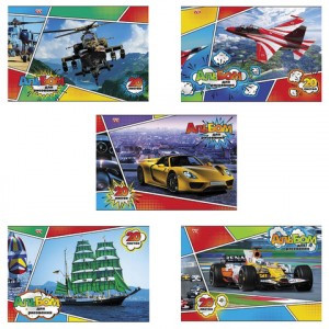 Альбом д/рисования, 20 л., HATBER VK, обложка офсет, 100 г/м2, "д/мальчиков" (5 видов), 20А4С