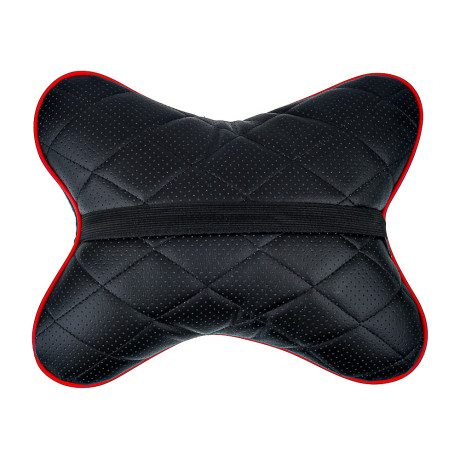 ЕРМАК / NG Подушка-косточка на подголовник, искусственная кожа, эластичная лента, 30х24х13 см, черны