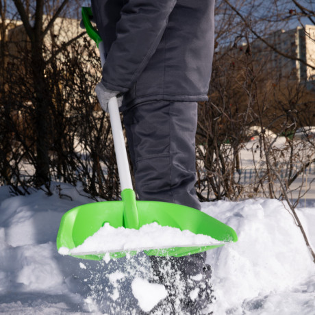 Лопата для уборки снега пластиковая Profi, 415 х 445 х 1500 мм, алюминиевый черенок, Сибртех