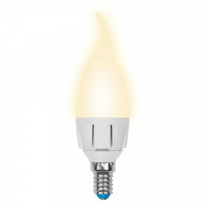 Uniel ЯРКАЯ свеча на ветру C37 E14 7W(600lm 240°) 3000K мат 37x109 термопл. LED-CW37 7W/WW/E14/FR