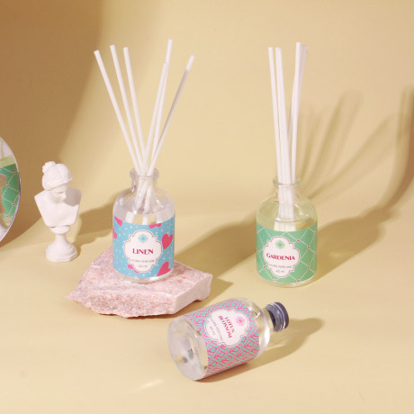 LADECOR Аромадиф.с пал.,40 мл,6 аром.Лён,Гардения,Лотос,Ваниль,Пассифлора и манго,Черн.чай и ветивер