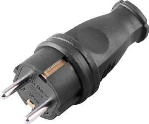 STEKKER ОДРИ вилка прямая каучук 2Р+РЕ 1х16А 220-240V черный IP44 RPG16-21-441 2748