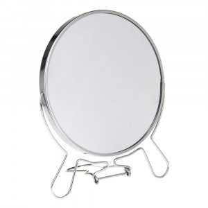 ЮНИLOOK Зеркало настольное двустороннее с увеличением, сталь, стекло, диаметр 14,5см