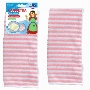 Салфетка д/уборки Полосатик 30*28см (кратность 4!!!) микрофибра VL58-244