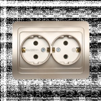 Smartbuy Марс роз. СУ 2-местная с заземлением 16А шампань,  (SBE-02c-16-S2-Z-c)