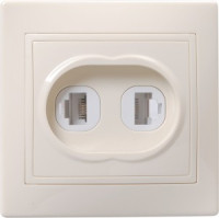 IEK КВАРТА РК/Т12-ККм роз. СУ 2 мест. комп. и телеф. крем. EIK10-K33-DM