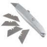 ЕРМАК Нож, 19 мм, выдвижное трапециевидное лезвие, металлический корпус, комплект 5 лезвий