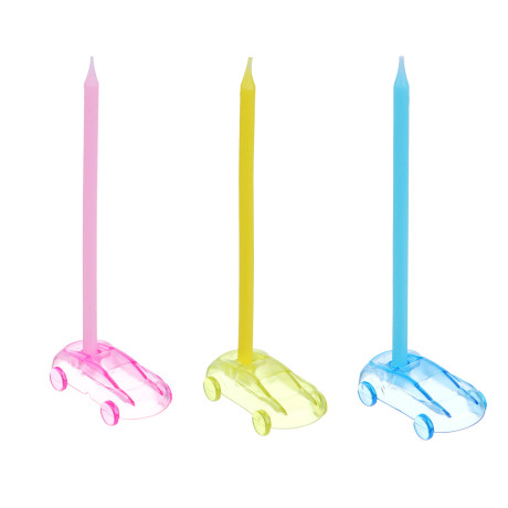 Капитан Весельчак Набор свечей для торта с подставками в виде машинок, 13х19см,  2 дизайна