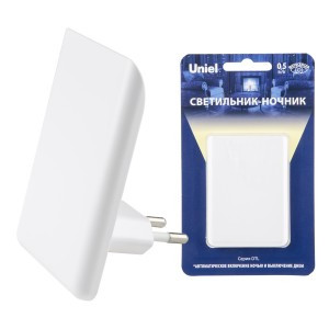 Uniel DTL-320 ночник 0.5W Прямоугольник, 220V, фотосенсор, пластик, белый, BL