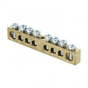 EKF Шина PEN "ноль-земля" 6х9мм 8 отв. крепеж по центру, латунь sn0-63-08