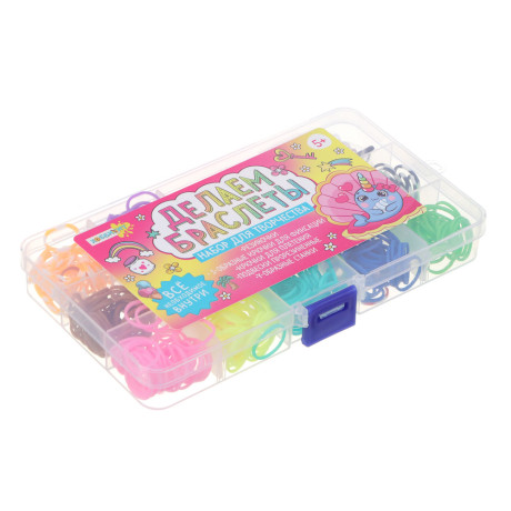 ХОББИХИТ Набор для творчества "Плетение резинок", резина, PP, металл, акрил, 17х10см