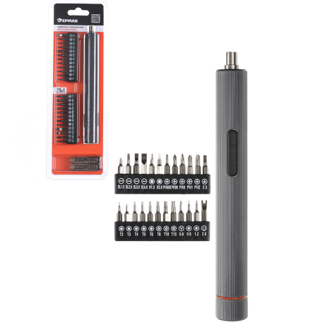 Набор ЕРМАК электро 3,6В (отвертка для точных работ, биты, батарейки)