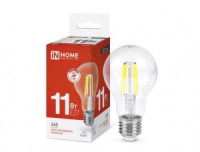 ASD/InHome лампа св/д Deco ЛОН A60 E27 11W(990lm) 4000K 4K филамент (нитевидная) прозрачная 6145