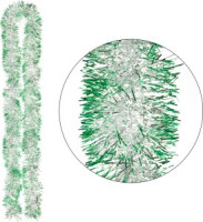 Мишура SYMTA-1623109 ПЭТ, 2м 6 слоев, серебряный с зеленой окантовкой Волшебная страна
