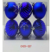 Набор елочных украшений JT25-HGS328 5см 6шт Шары синий (3шт с рисунком снежинка, 3шт фактурные долька) (240)