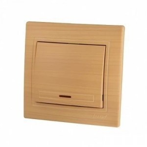 "Lezard Мира выкл. СУ 1 кл. 10А (проходн., инд.) ясень (корпус PC) 701-4747-114