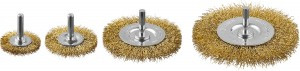ЗУБР "ПРОФЕССИОНАЛ". Набор щеток дисковых д/дрели, витая стальная латунирован проволока 0,3мм, 4 шт