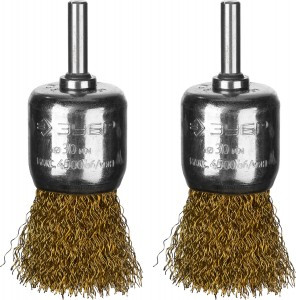 Набор щеток ЗУБР "ПРОФЕССИОНАЛ" кистевые д/дрели, витая ст. латуниров проволока 0,3мм, 30мм, 2шт