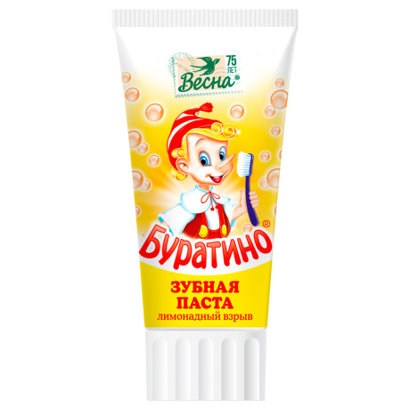 Зубная паста детская БУРАТИНО лимонадный взрыв, п/туба, 75г