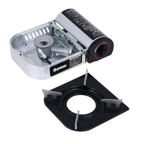 Плитка газ. с цанг. захватом тм ЕРМАК, переходник, кейс, алюминий, 25х20х7,7см