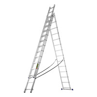 Лестница, 3 х 14 ступеней, алюминиевая, трехсекционная, Сибртех