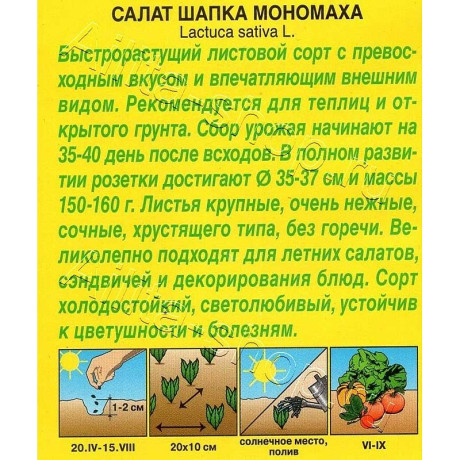 Семена Салат Шапка Мономаха Аэлита Ц х10