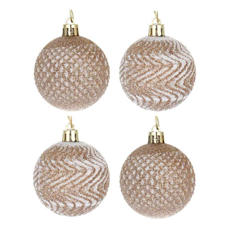 СНОУ БУМ Набор шаров 6 см, 6 шт, розовый с белым глиттером, 26-176