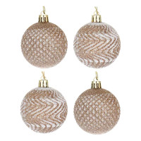 СНОУ БУМ Набор шаров 6 см, 6 шт, розовый с белым глиттером, 26-176