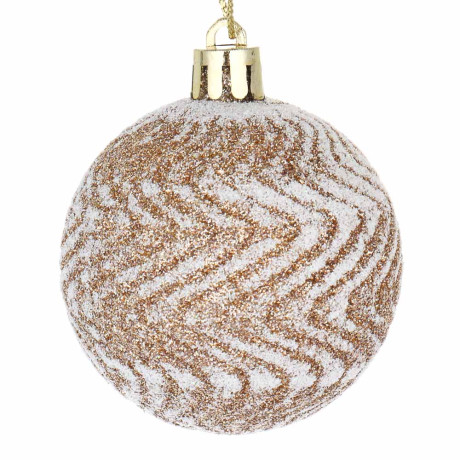 СНОУ БУМ Набор шаров 6 см, 6 шт, розовый с белым глиттером, 26-176