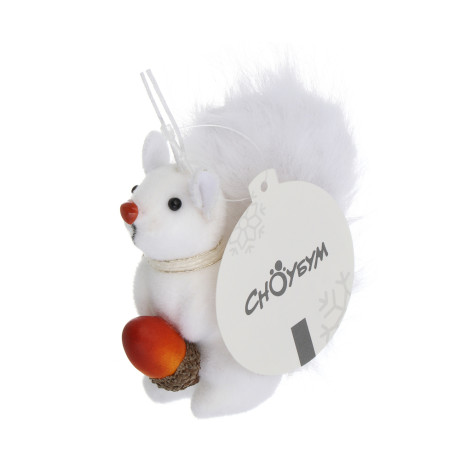 СНОУ БУМ Сувенир елочный Белка 10 см, полиэстер, белый, 3 вида