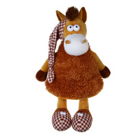 СНОУ БУМ Мягкий сувенир Лошадка в колпаке 30 см, полиэстер