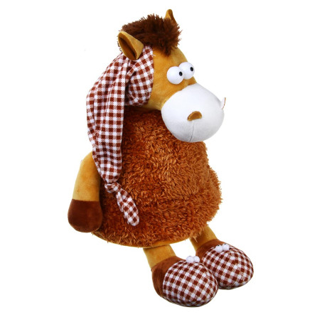 СНОУ БУМ Мягкий сувенир Лошадка в колпаке 30 см, полиэстер