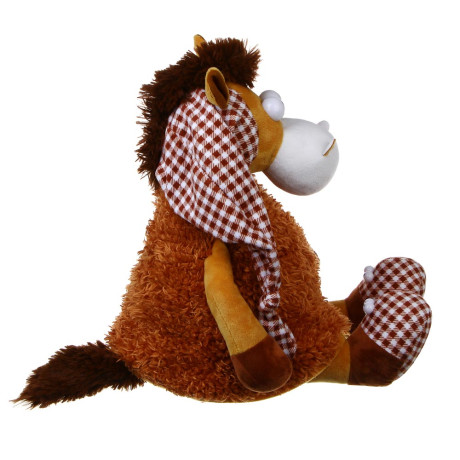 СНОУ БУМ Мягкий сувенир Лошадка в колпаке 30 см, полиэстер